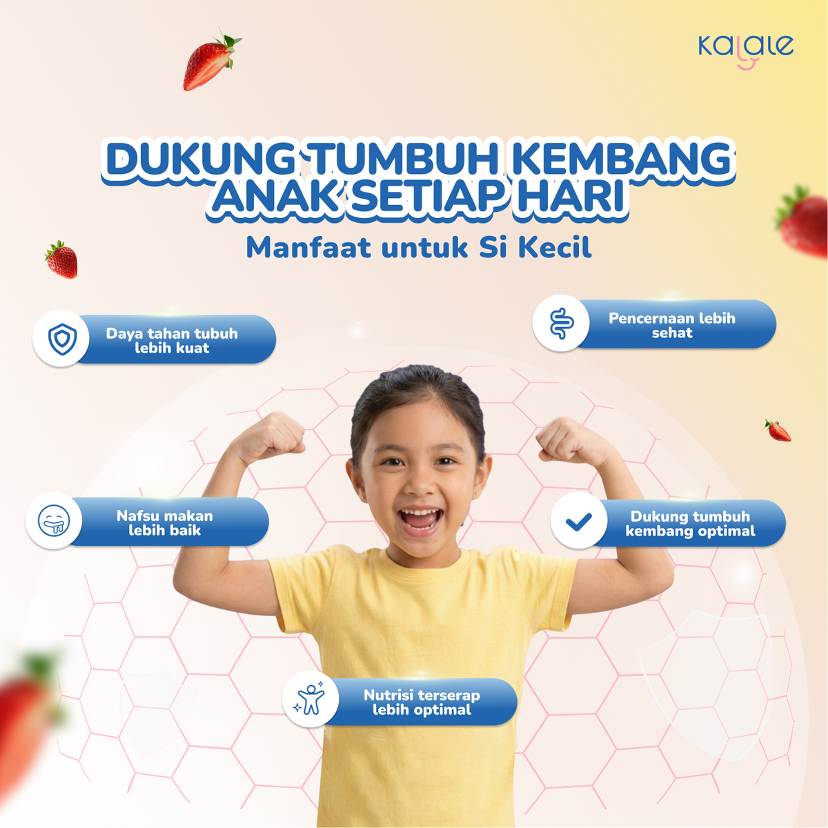 Kalale Vita+ Multivitamin + Probiotics Gummy Strawberry | Vitamin Anak Sugar Free Gummies | Mengandung 2.5 Miliar Probiotik Baik - Image 5