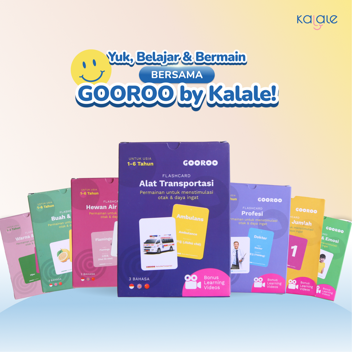 GOOROO by Kalale Flash Card Mainan Kartu Edukasi Anak Bayi Balita 1-6 Tahun Bergambar dan Berwarna - Image 10