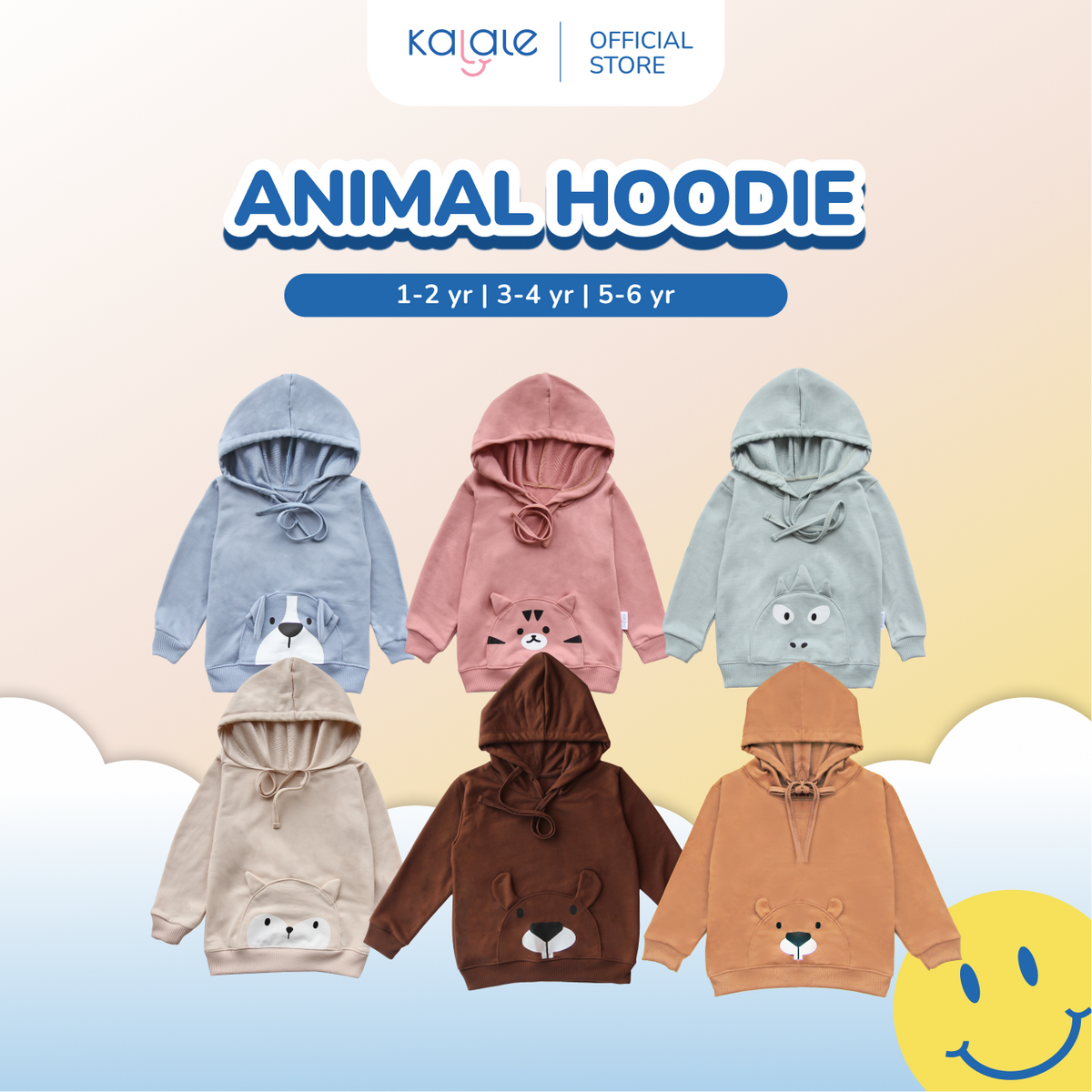 Kalale Hoodie 1-6 Tahun (Jaket Sweater Jumper Hewan Bertudung Anak 1 2 3 4 5 6 Tahun)