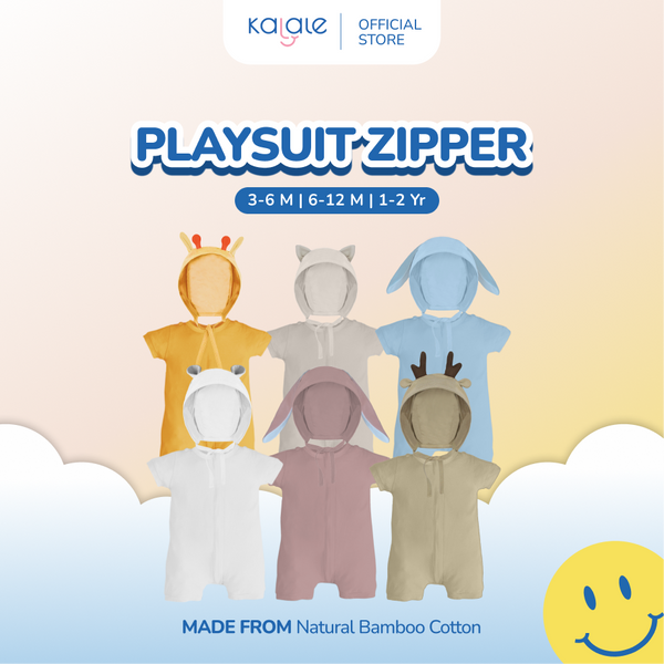 Kalale Baby Playsuit Zipper free Bonnet Animal (Romper / Jumper / Jumpsuit Anak dan Bayi)