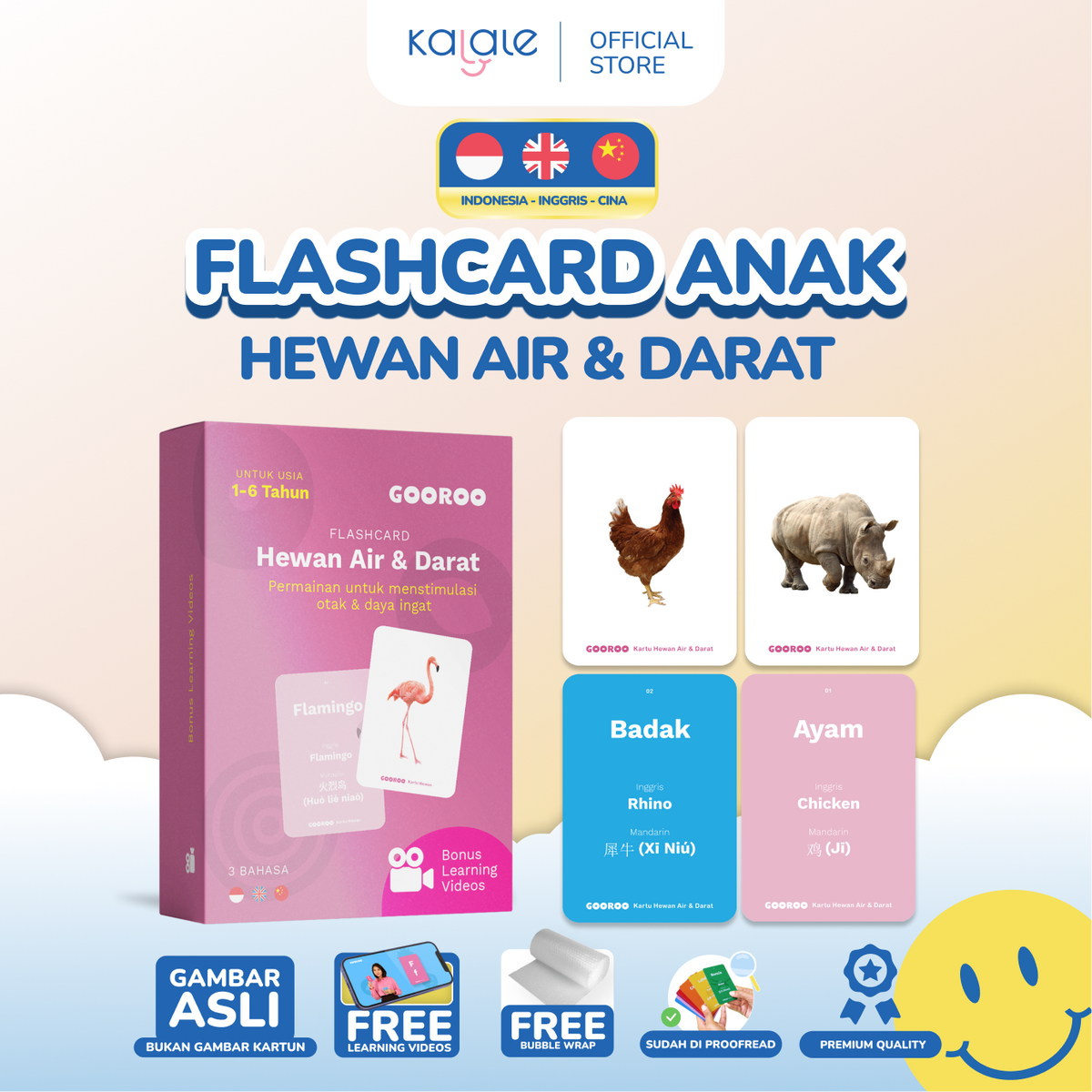 GOOROO by Kalale Flash Card Mainan Kartu Edukasi Anak Bayi Balita 1-6 Tahun Bergambar dan Berwarna - Image 15