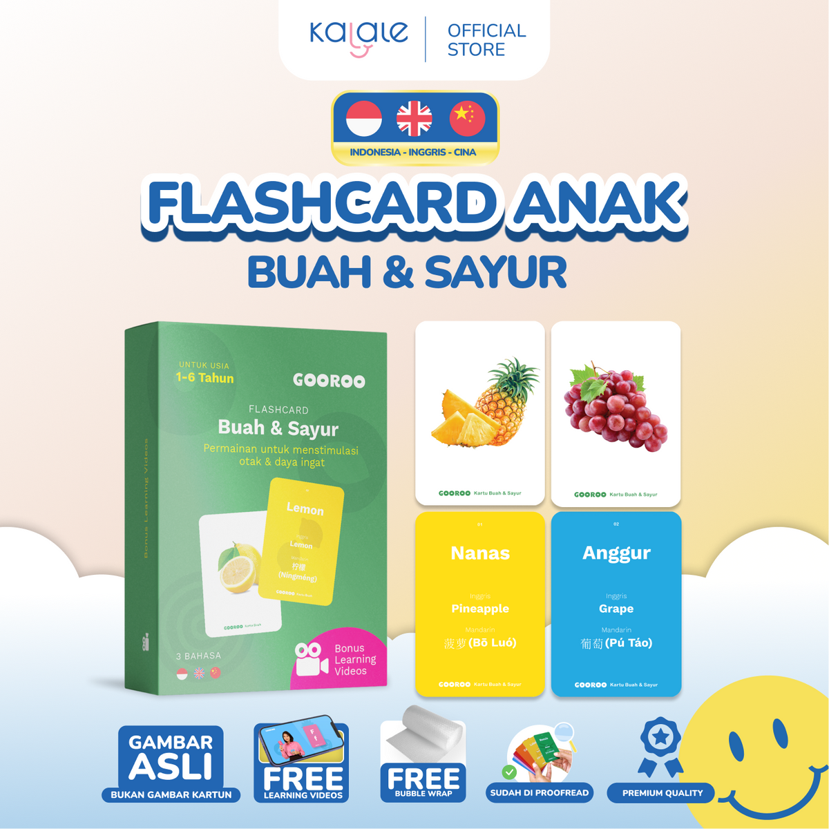 GOOROO by Kalale Flash Card Mainan Kartu Edukasi Anak Bayi Balita 1-6 Tahun Bergambar dan Berwarna - Image 14
