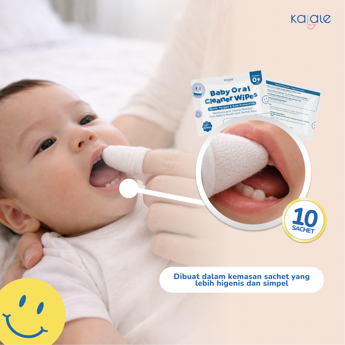 Kalale Baby Oral Cleaner Wipes – Baby Tongue Tooth Gum Wipes Tisu Pembersih Gusi Gigi Lidah Bayi - Image 3