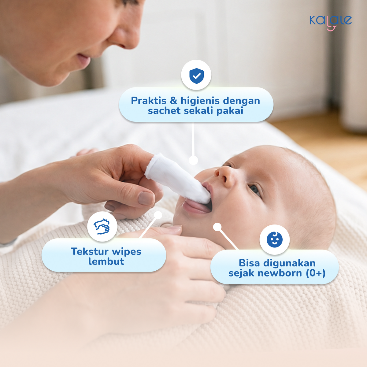 Kalale Baby Oral Cleaner Wipes – Baby Tongue Tooth Gum Wipes Tisu Pembersih Gusi Gigi Lidah Bayi - Image 4