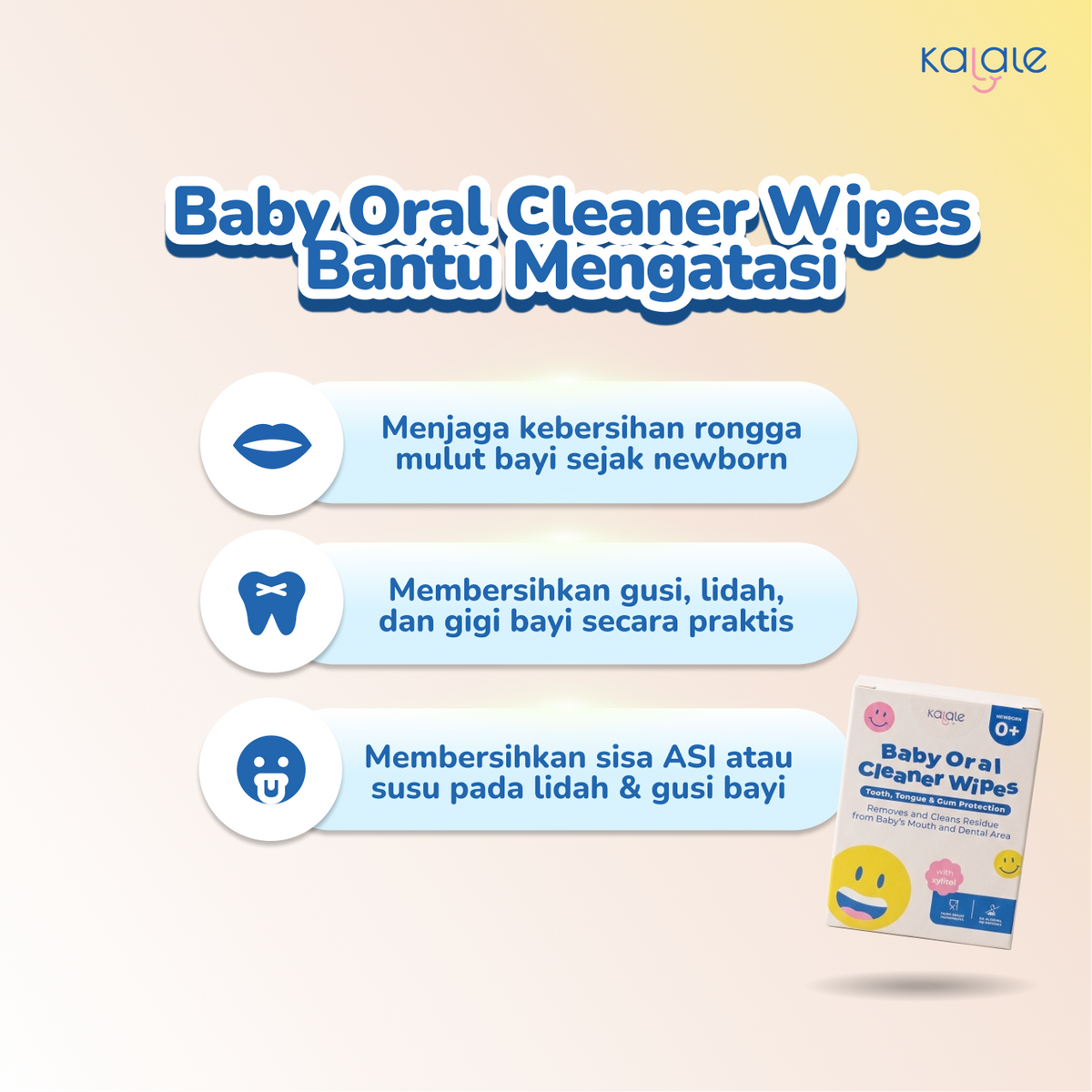 Kalale Baby Oral Cleaner Wipes – Baby Tongue Tooth Gum Wipes Tisu Pembersih Gusi Gigi Lidah Bayi - Image 5