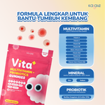 Kalale Vita+ Multivitamin + Probiotics Gummy Strawberry | Vitamin Anak Sugar Free Gummies | Mengandung 2.5 Miliar Probiotik Baik thumbnail