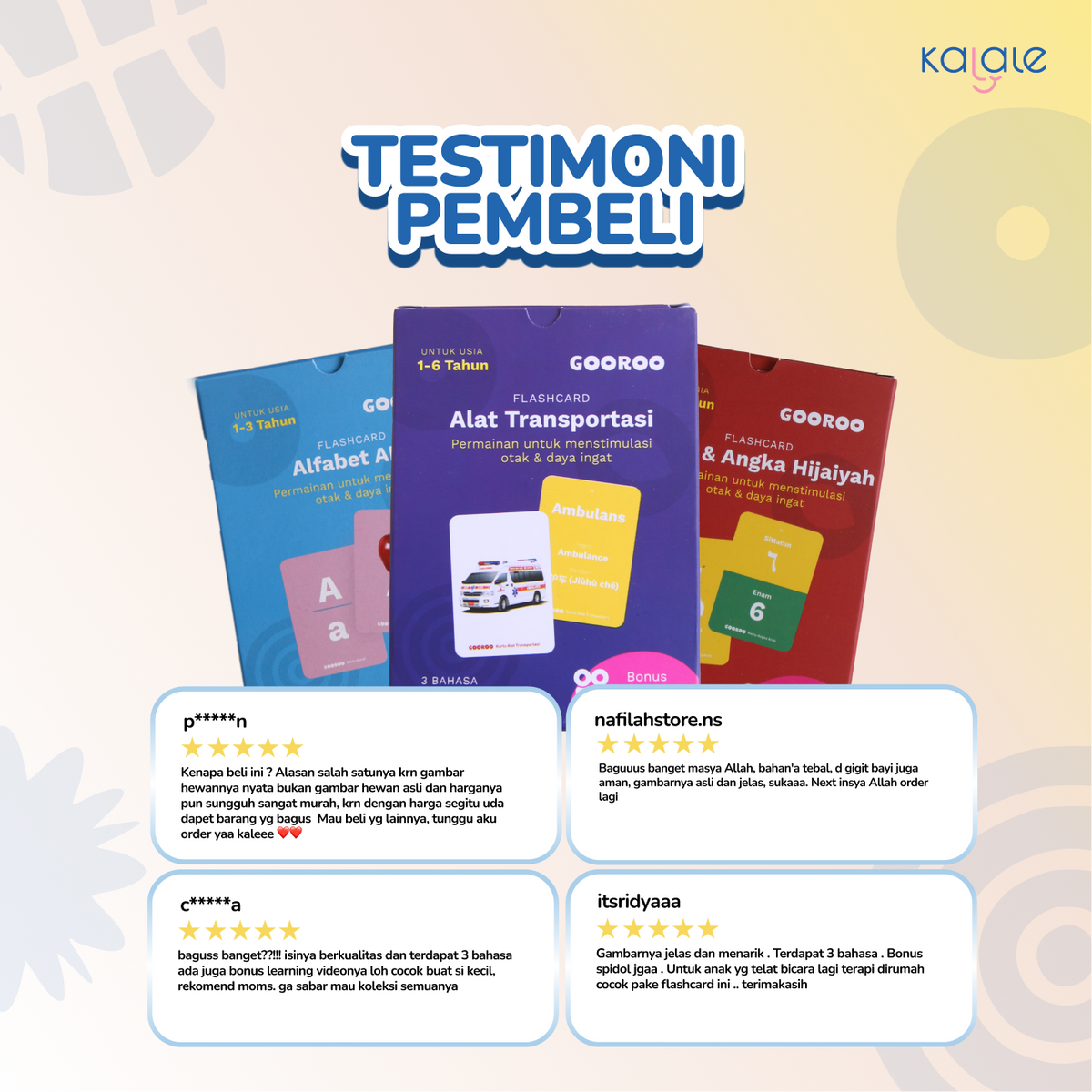 GOOROO by Kalale Flash Card Mainan Kartu Edukasi Anak Bayi Balita 1-6 Tahun Bergambar dan Berwarna - Image 9