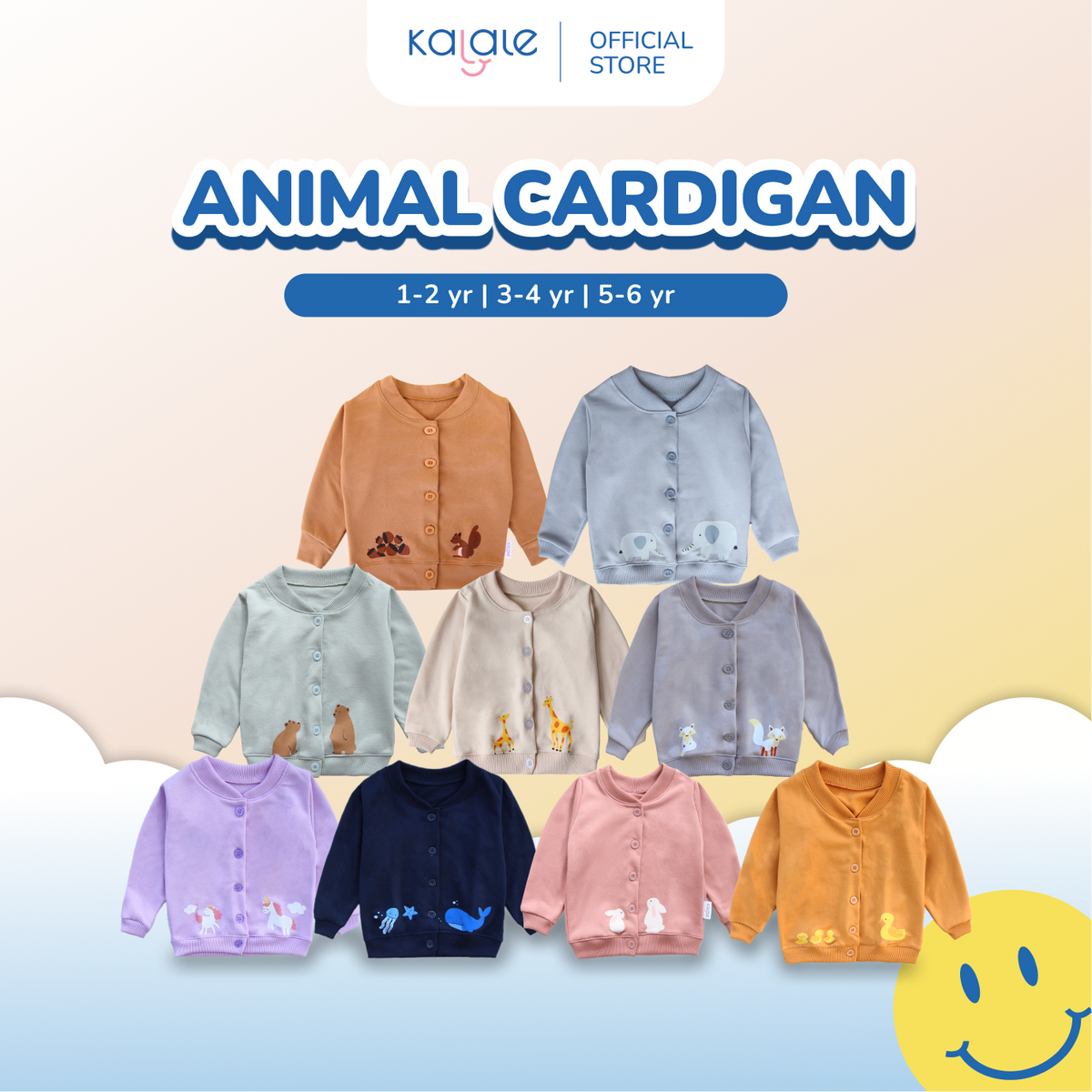 Kalale Cardigan 1-6 Tahun (Atasan Sweater Outer Kancing Karakter Hewan Anak Usia 1 2 3 4 5 6 Tahun) - Image 2