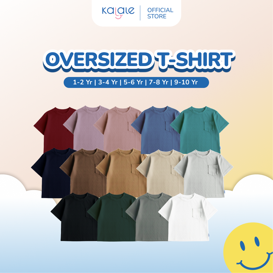 Kalale - Oversized T-Shirt Kemeja Anak Laki-Laki Lengan Pendek Bahan Katun Lembut Adem 1-10 Tahun Warna Lengkap