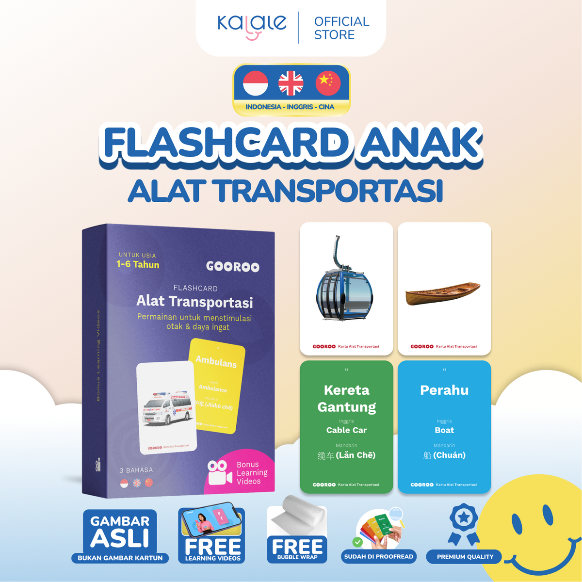 GOOROO by Kalale Flash Card Mainan Kartu Edukasi Anak Bayi Balita 1-6 Tahun Bergambar dan Berwarna - Image 19