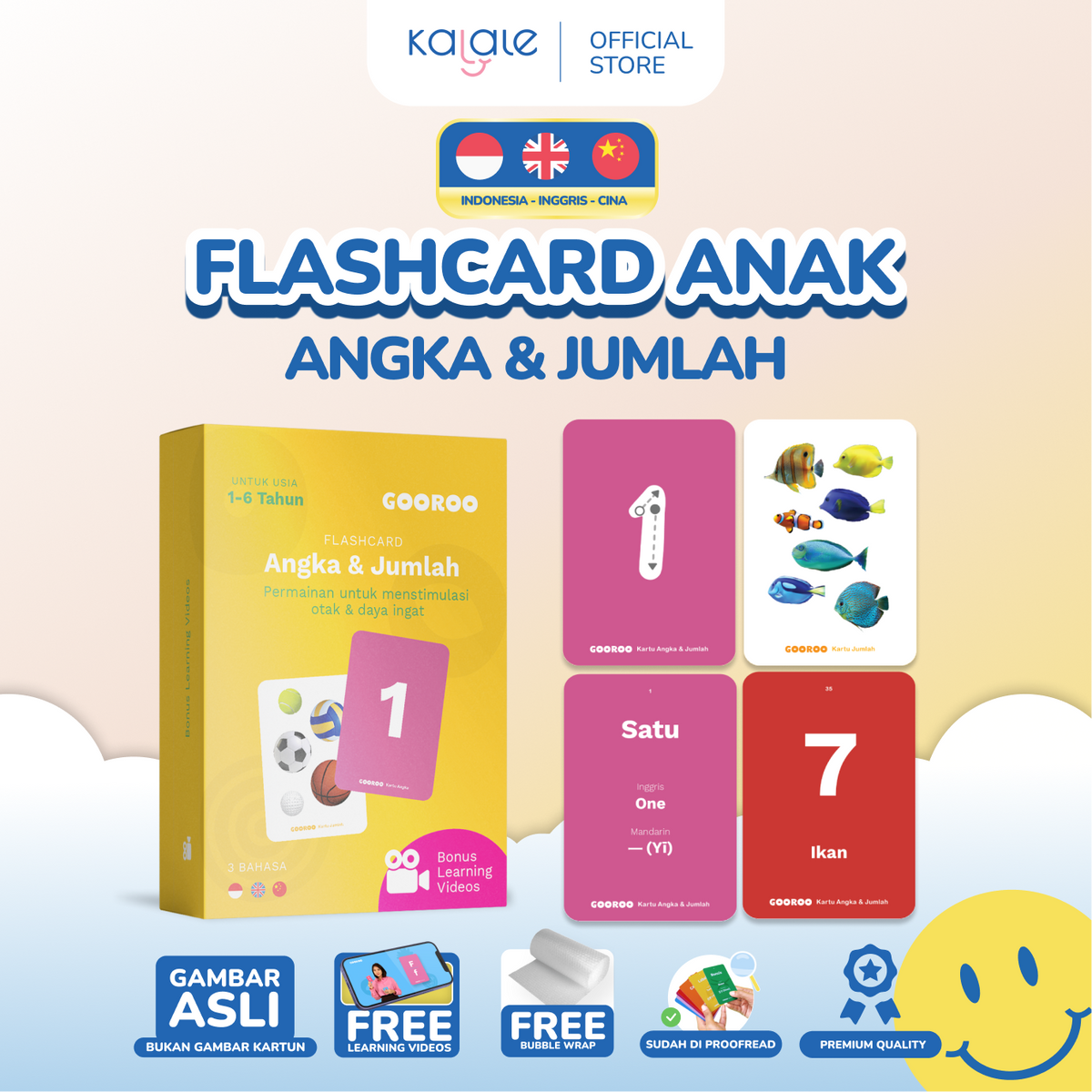 GOOROO by Kalale Flash Card Mainan Kartu Edukasi Anak Bayi Balita 1-6 Tahun Bergambar dan Berwarna - Image 12