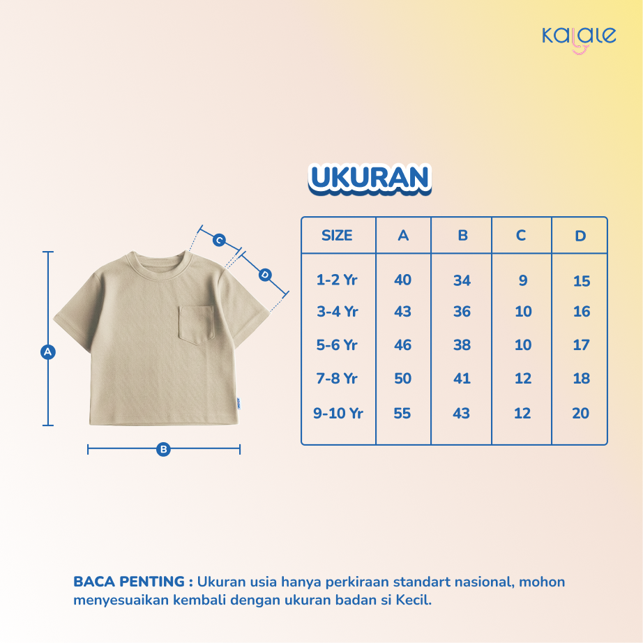 Kalale - Oversized T-Shirt Kemeja Anak Laki-Laki Lengan Pendek Bahan Katun Lembut Adem 1-10 Tahun Warna Lengkap - Image 5