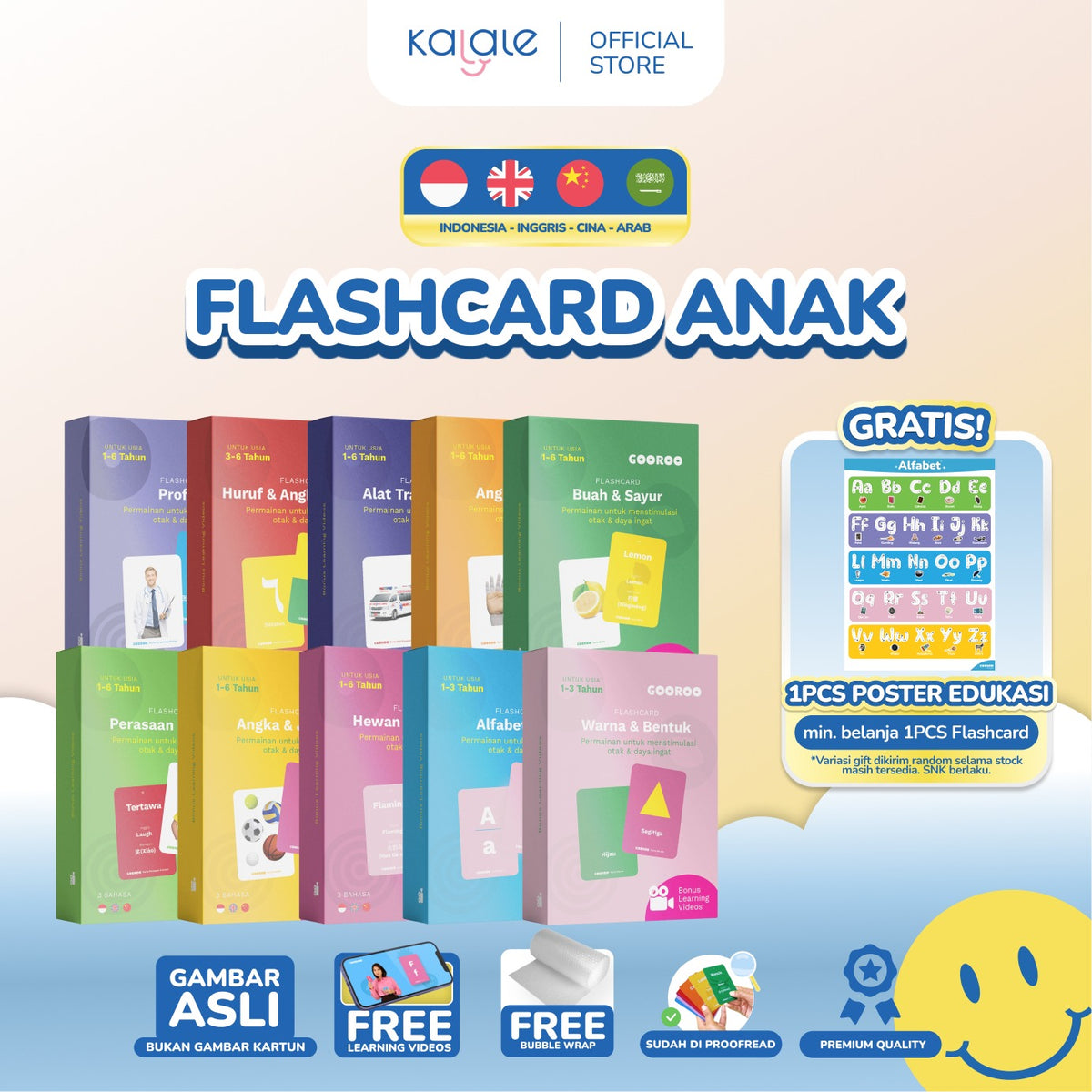 GOOROO by Kalale Flash Card Mainan Kartu Edukasi Anak Bayi Balita 1-6 Tahun Bergambar dan Berwarna - Image 2